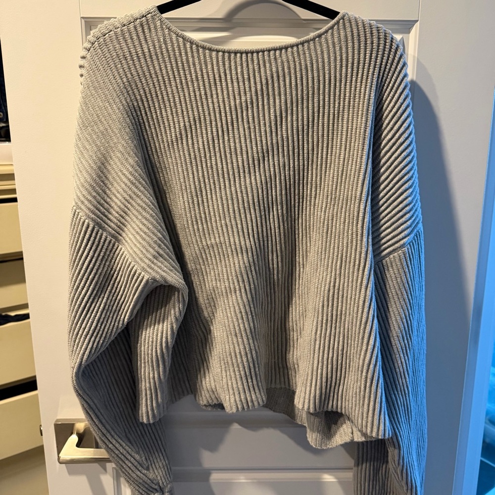 Lunya Gray Off-the-Shoulder Sweater - Picture 2 of 2